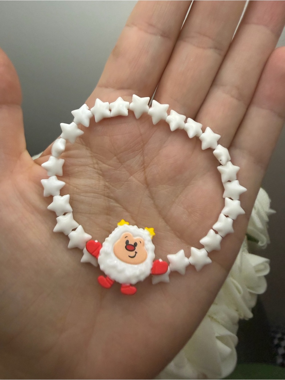 Kids White Star Bead Bracelet with Cute Character Charm